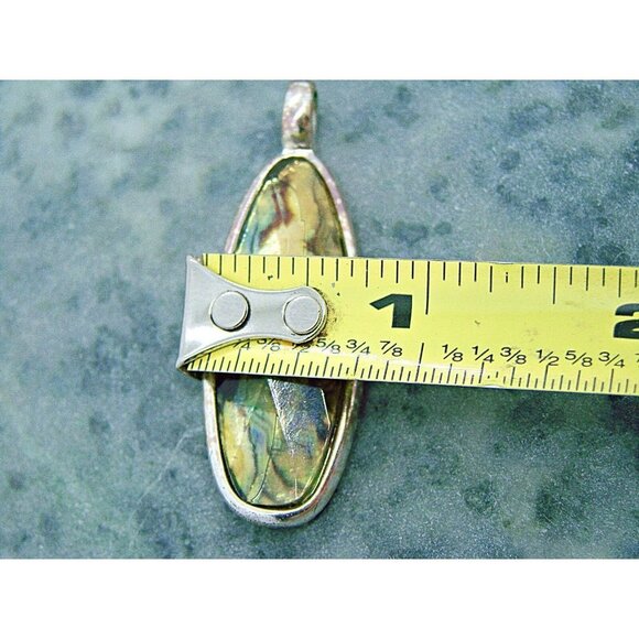 Vintage Prism Design Oval Stone Fashion Pendant Silver Tone 1980 Signed RMN - Picture 7 of 9